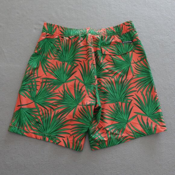 Southern Tide Swim Trunks Men M Tropical Palm Print Coral Green 6" Mesh Lined - Picture 8 of 9